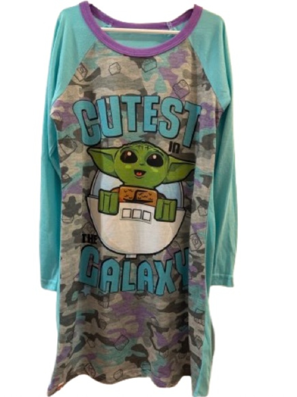 Girls Lego Star Wars Graphic Nightgown long sleeve Aqua & Purple “Cutest Galaxy”